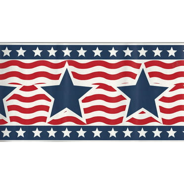 Wallpaper Wall Border Sailboats USA with American Flags